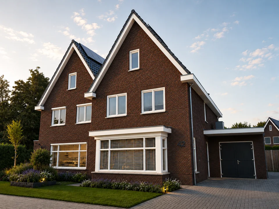Moderne luxe woning bij schemering